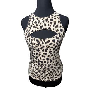 Express Women’s Sz MD Sleeveless Keyhole Leopard Print Top Mobwife Baddie Y2K